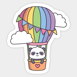 Cute Panda In Hot Air Balloon Doodle Sticker